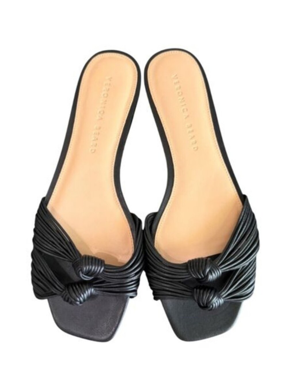 Veronica Beard Black Knotted Woven Slide Sandal. Size 6